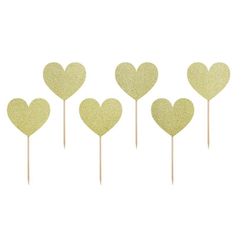 Gold Heart Cupcake Toppers - The Party Room