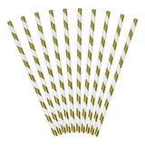 Gold Striped Straws 10pk - The Party Room