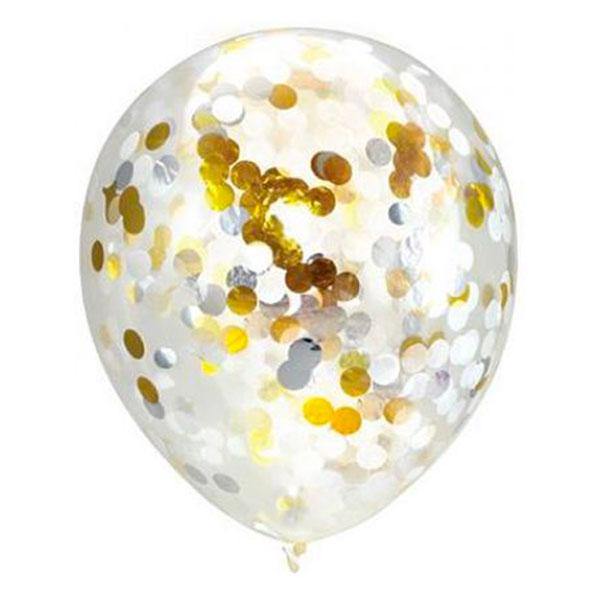 Confetti Balloons - Gold & Silver (3 Pack) - The Party Room