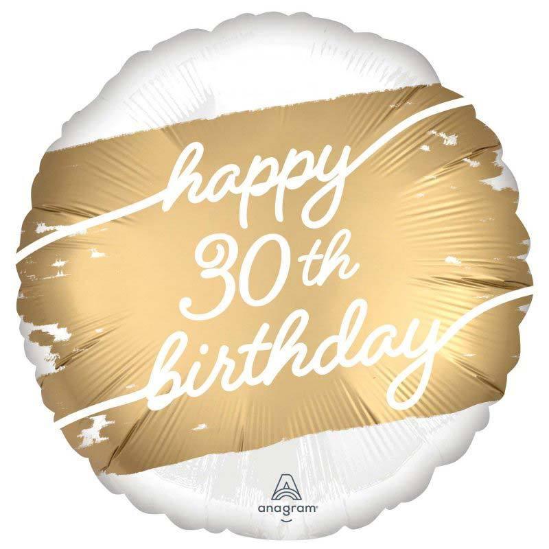 Golden Happy 30th Birthday Foil Balloon - The Party Room