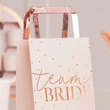 Pink Team Bride Rose Gold Hen Party Bags 5pk - The Party Room