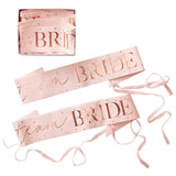 Pink and Rose Gold Team Bride Hen Party Sashes 6pk - The Party Room