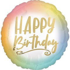 Ombre & Gold Happy Birthday Foil Balloon - The Party Room