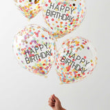 Happy Birthday Rainbow Confetti Balloons 5pk - The Party Room