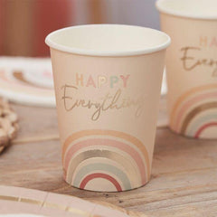 Happy Everything Natural Rainbow Birthday Party Cups - The Party Room