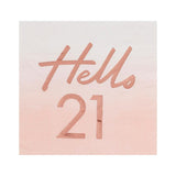 Hello 21 Rose Gold Napkins 16pk - The Party Room