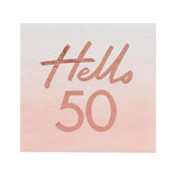 Hello 50 Rose Gold Napkins 16pk - The Party Room