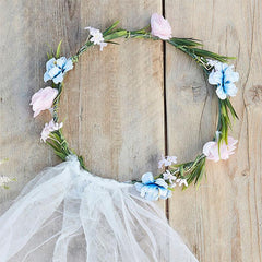 Bride To Be Hen Party Veil with Floral Crown - The Party Room