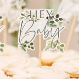 Botanical Hey Baby Cupcake Toppers - The Party Room