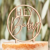 Wooden Hey Baby Shower Cake Topper - The Party Room