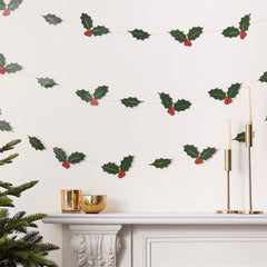 Holly Leaves Christmas Garland Decoration - The Party Room