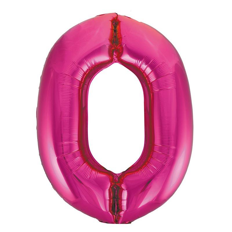 Hot Pink Giant Foil Number Balloon - 0 - The Party Room