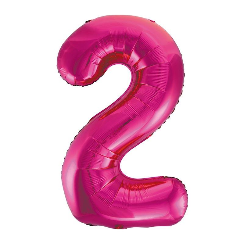 Hot Pink Giant Foil Number Balloon - 2 - The Party Room