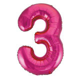 Hot Pink Giant Foil Number Balloon - 3 - The Party Room
