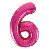 Hot Pink Giant Foil Number Balloon - 6 - The Party Room