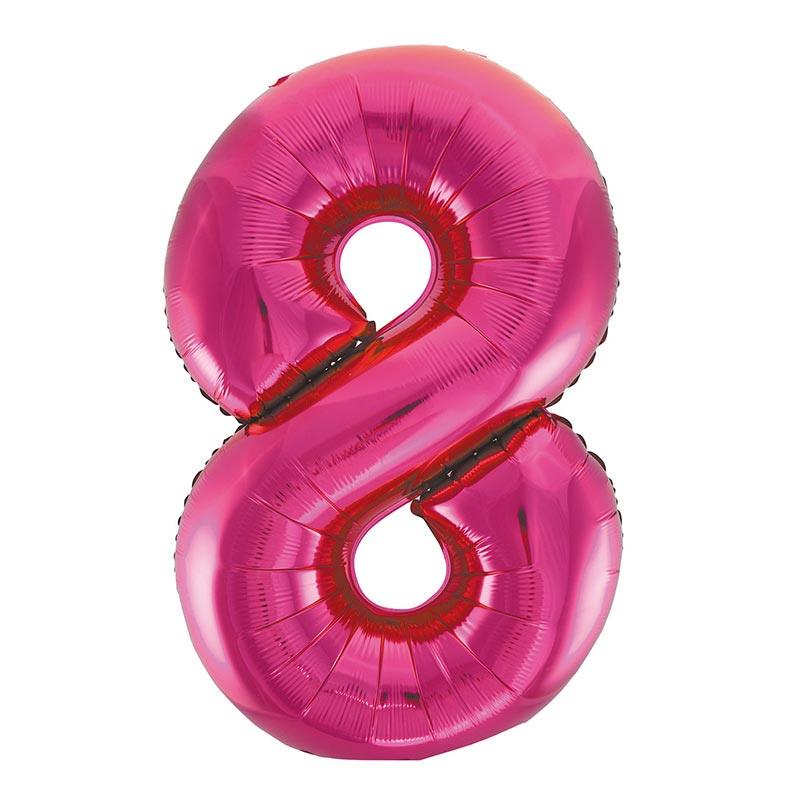 Hot Pink Giant Foil Number Balloon - 8 - The Party Room
