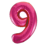 Hot Pink Giant Foil Number Balloon - 9 - The Party Room