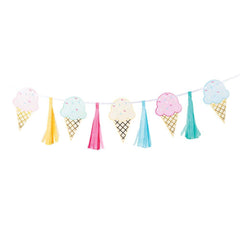 Ice Cream Party Tassel Ribbon Banner - The Party Room