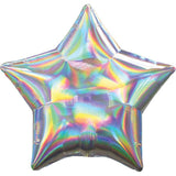 Silver Holographic Iridescent Star Foil Balloons