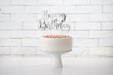 Silver Happy Birthday Cake Topper - The Party Room