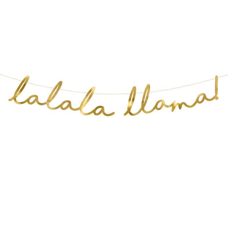 Gold Lalala Llama Banner - The Party Room