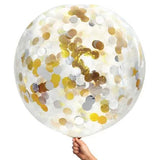 Jumbo 90cm Confetti Balloons - Gold & Silver - The Party Room