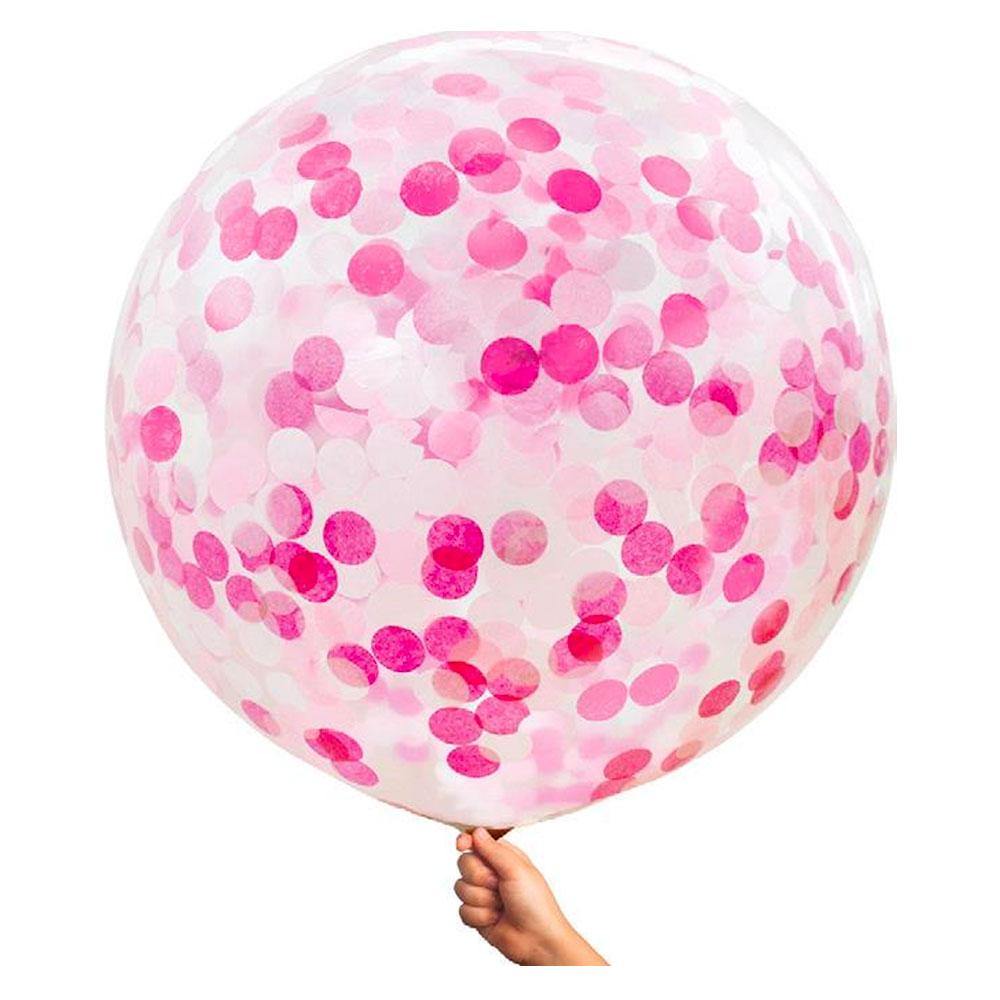 Large 90cm Confetti Balloons - Pink - The Party Room