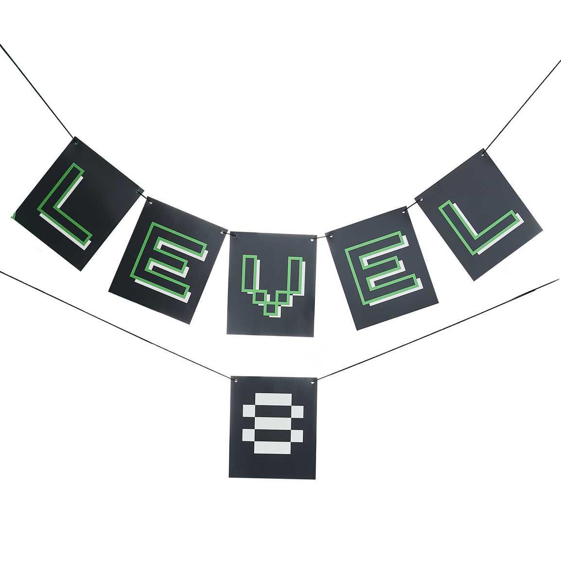 Customisable Age Black and Green Level Up Bunting - The Party Room
