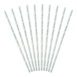 Light Blue & Gold Straws 10pk