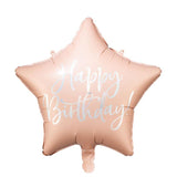 Light Pink Happy Birthday Star Foil Balloon - The Party Room