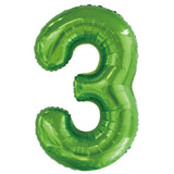 Lime Green Giant Foil Number Balloon - 3 - The Party Room