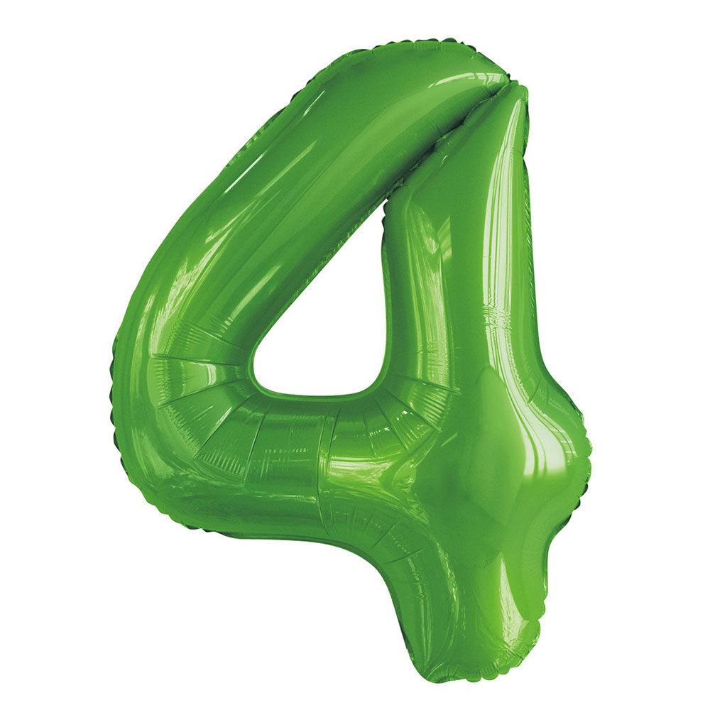 Lime Green Giant Foil Number Balloon - 4 - The Party Room
