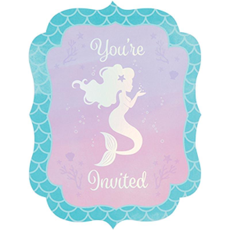 Mermaid Iridescent Invitations 8pk - The Party Room