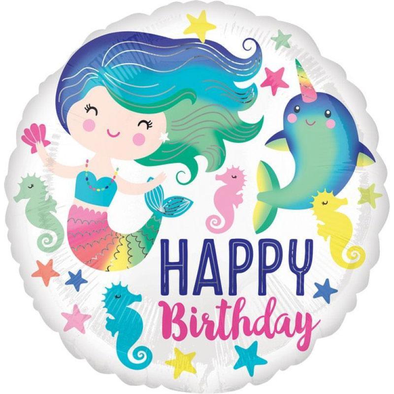 Mermaid Happy Birthday Foil Balloon - The Party Room