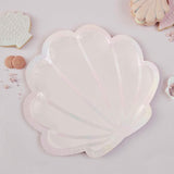 Mermaid Iridescent & Pink Shell Shaped Plates 8pk - The Party Room