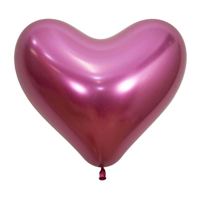 Metallic Fuchsia Heart Balloons - The Party Room
