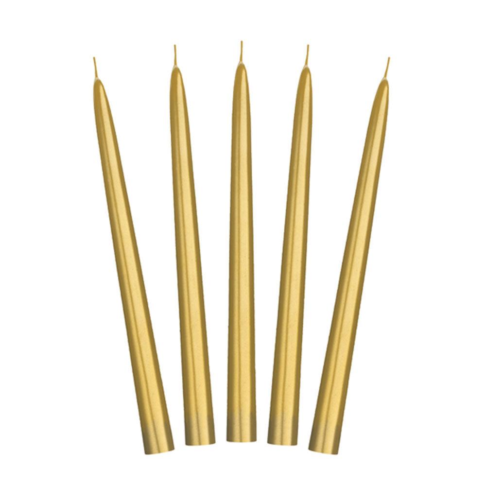 Metallic Gold Taper Dinner Candles 10pk - The Party Room