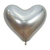 Metallic Silver Heart Balloons - The Party Room