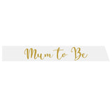 Ready to Pop White & Gold Mum to Be Sash - The Party Room
