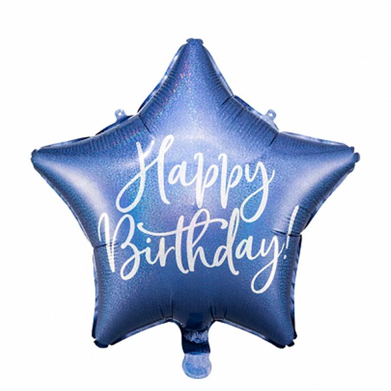 Navy Star Happy Birthday Foil Balloon - The Party Room