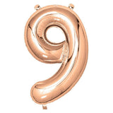 Rose Gold Giant Foil Number Balloon - 9 - The Party Room