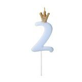 Blue Number 2 Crown Candle