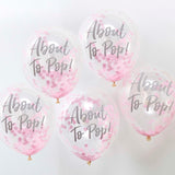 About To Pop! Pink Baby Shower Confetti Balloons 5pk - The Party Room