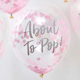 About To Pop! Pink Baby Shower Confetti Balloons 5pk - The Party Room