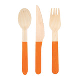 Orange Wooden Cutlery 4pk