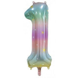 Pastel Rainbow Giant Foil Number Balloon - 1 - The Party Room