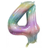 Pastel Rainbow Giant Foil Number Balloon - 4 - The Party Room