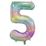 Pastel Rainbow Giant Foil Number Balloon - 5 - The Party Room