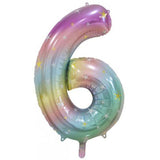 Pastel Rainbow Giant Foil Number Balloon - 6 - The Party Room