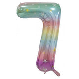 Pastel Rainbow Giant Foil Number Balloon - 7 - The Party Room